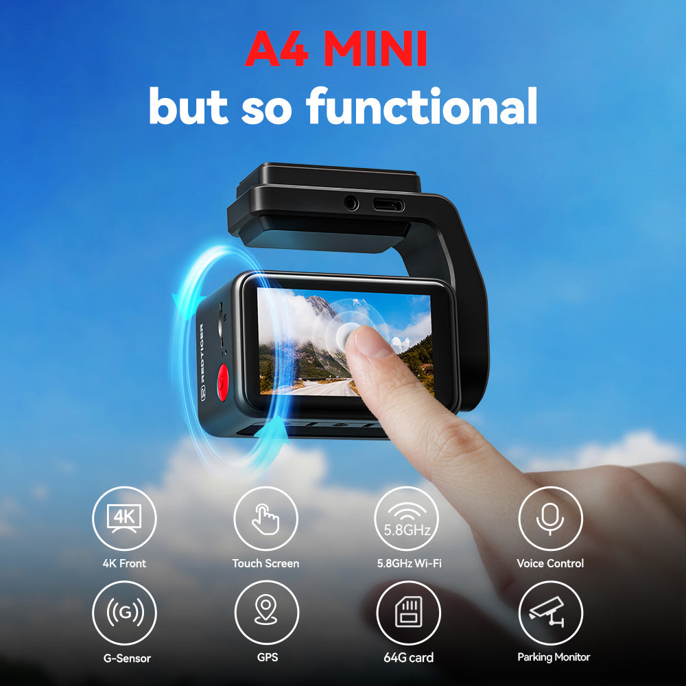 Redtiger A4 4K+1080P Voice Control 5.8GHz WIFI Dash Cam