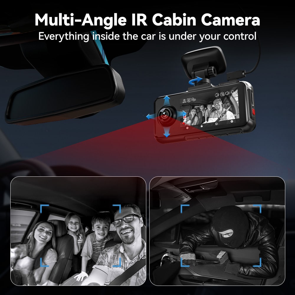 Redtiger A6 4K 3-Channel Dash Cam 5.8Ghz Wifi Voice Control Dash Cam