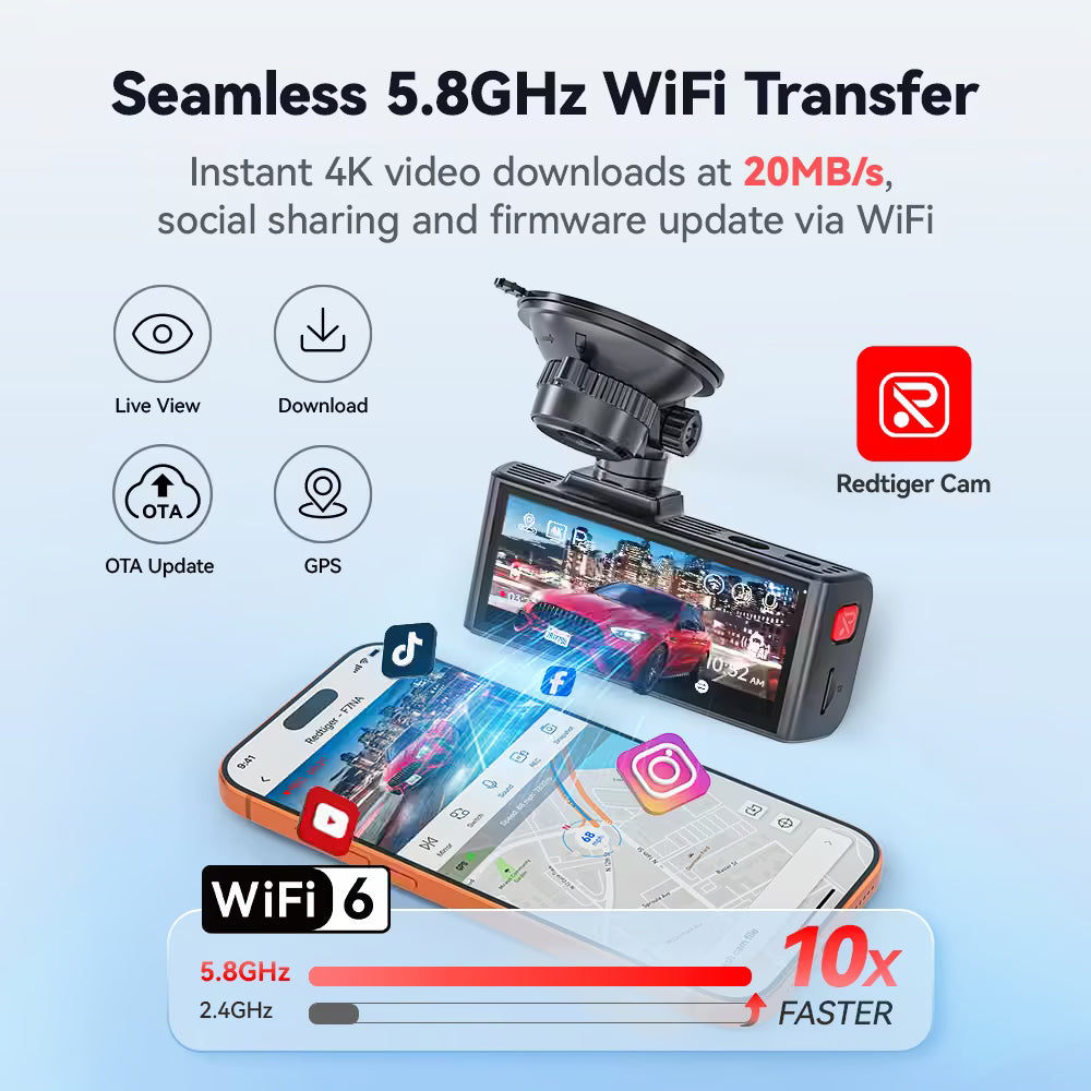 Redtiger F7NA 4K Sony STARVIS 2 Front and Rear Dash Cam