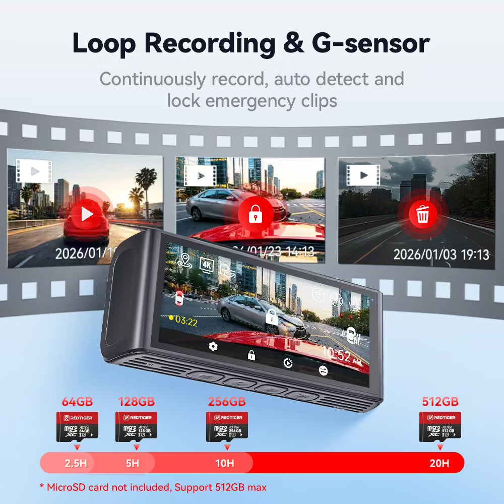 Redtiger F7NA 4K Sony STARVIS 2 Front and Rear Dash Cam