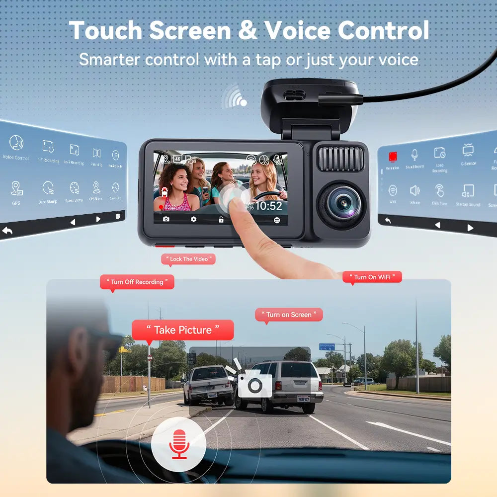 Redtiger F17 Plus 4 Channels 2.7K Sony STARVIS 2 5.8 Ghz Wifi Touch Screen Dash Cam