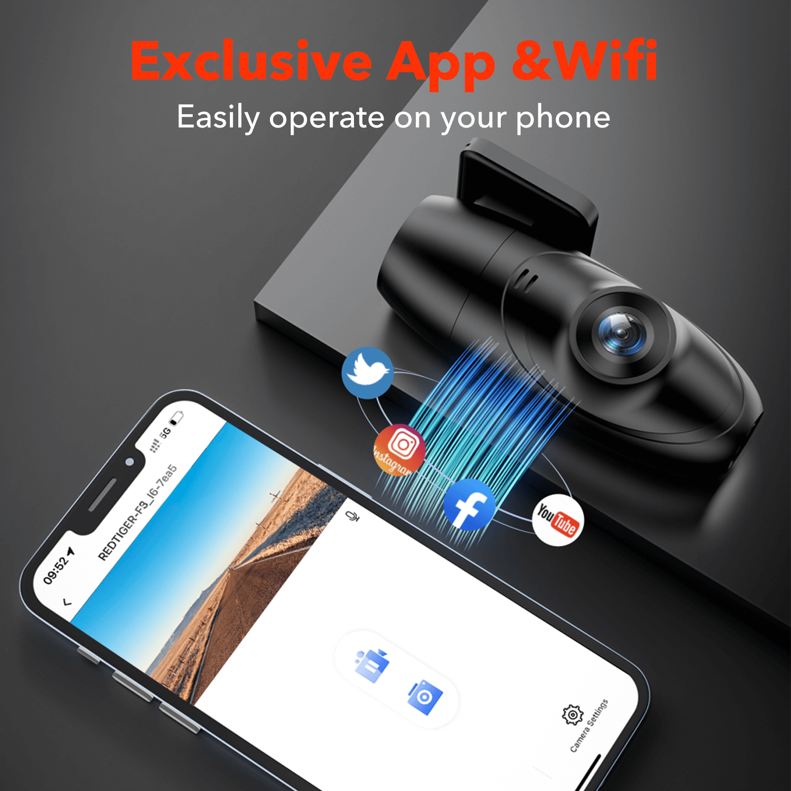 Redtiger F5 APP Control Front Dash Cam