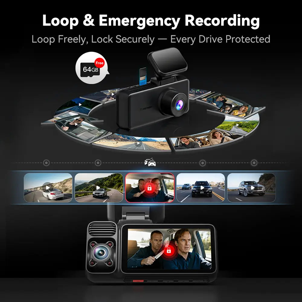 Redtiger F17 4K 3-Channel 5G Wifi Dash Cam