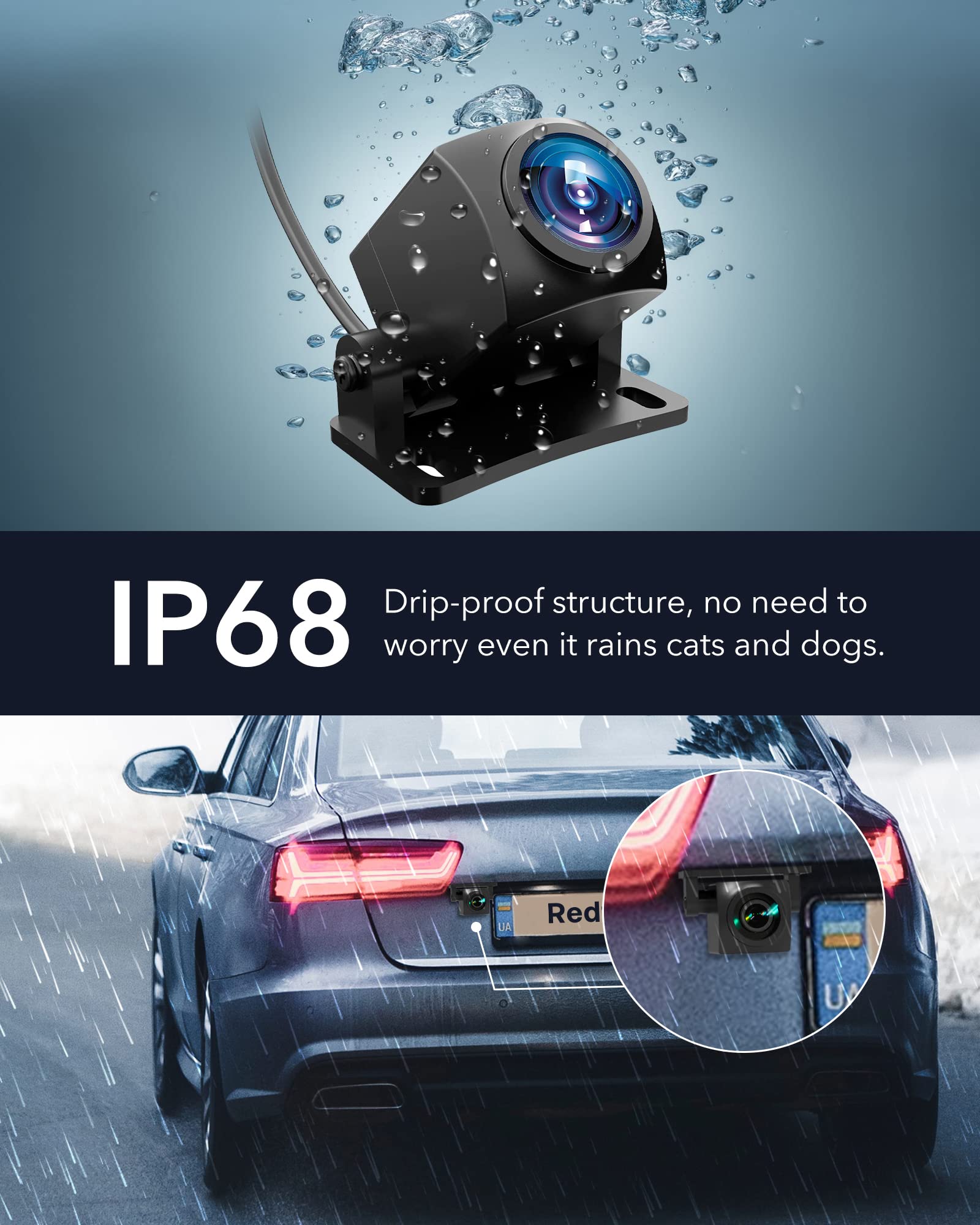 Redtiger Outside Waterproof 1080P Back Up F7NA Rear Camera