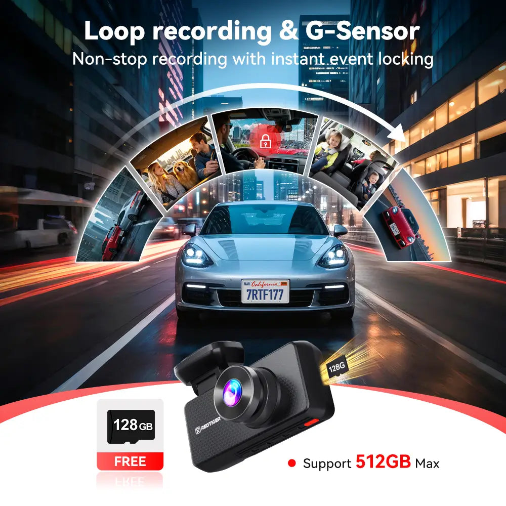 Redtiger F17 Plus 4 Channels 2.7K Sony STARVIS 2 5.8 Ghz Wifi Touch Screen Dash Cam