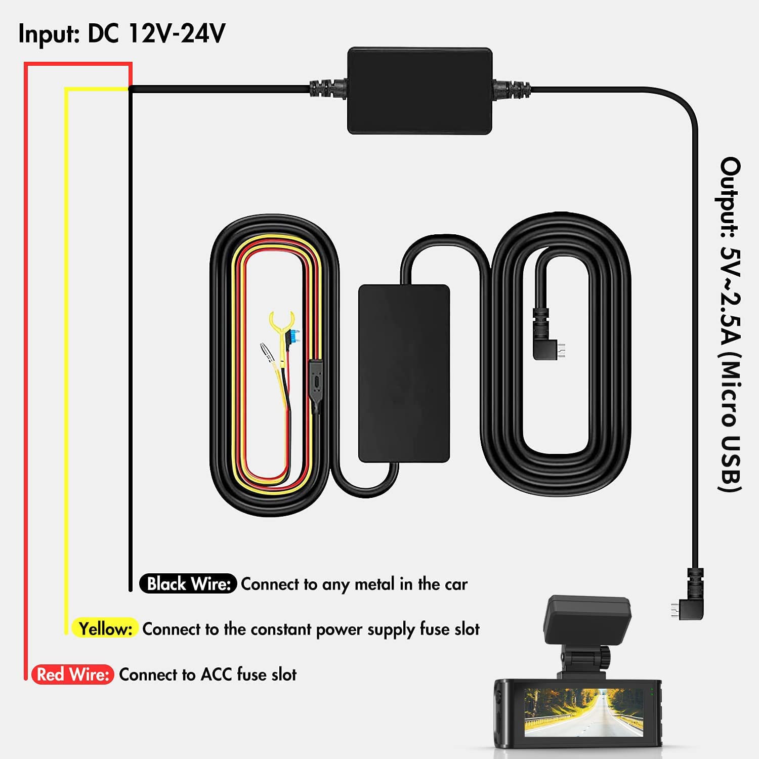Redtiger Dash Cam Hardwire Kit For Parking Monitor