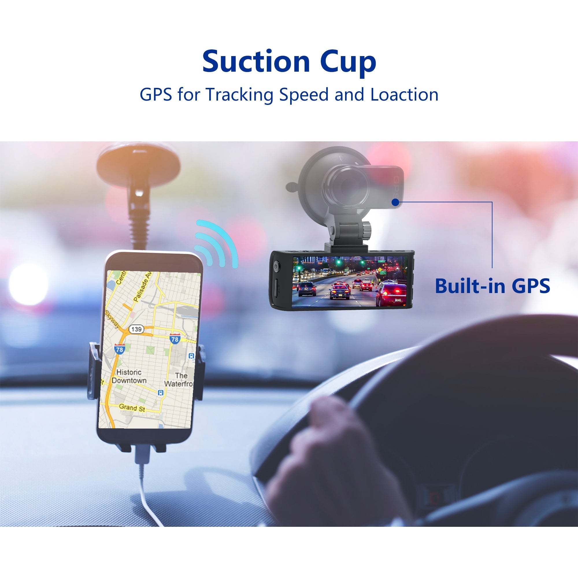 Redtiger F7N/F17 Dash Cam Suction Mount with GPS Module