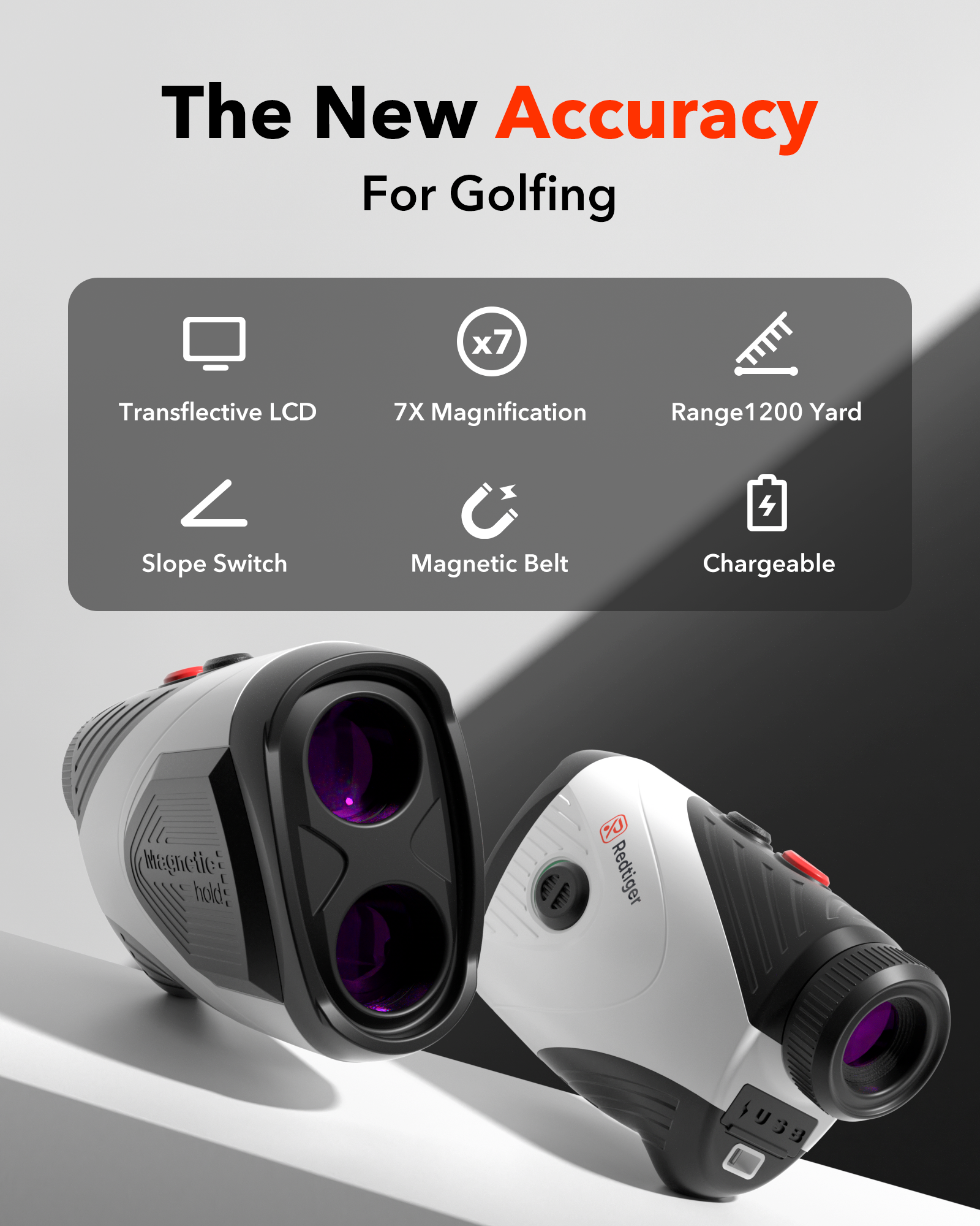 REDTIGER Golf Rangefinder with Slope, 1000 meters Laser Range Finder Golfing, 7X Magnification