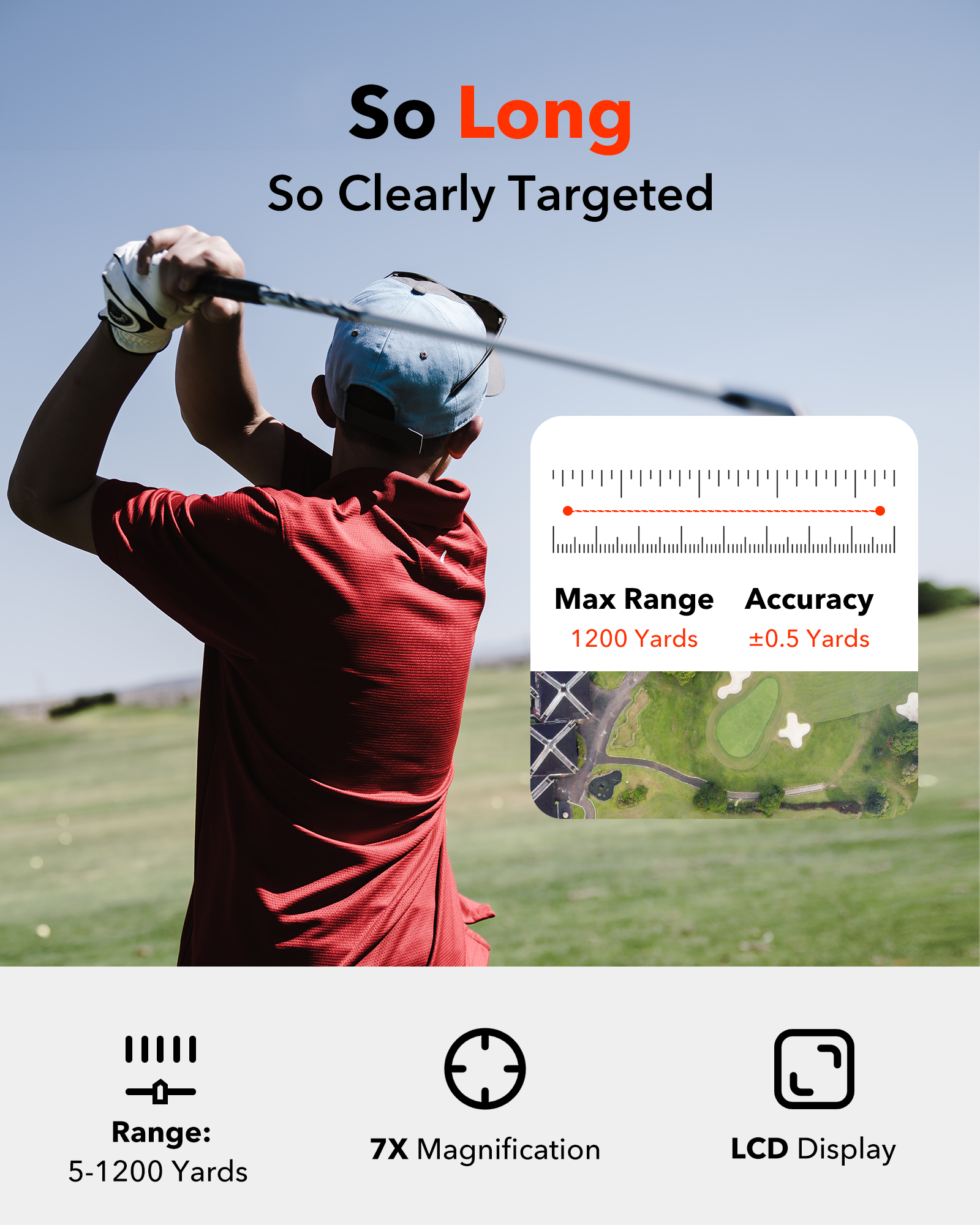 REDTIGER Golf Rangefinder with Slope, 1000 meters Laser Range Finder Golfing, 7X Magnification
