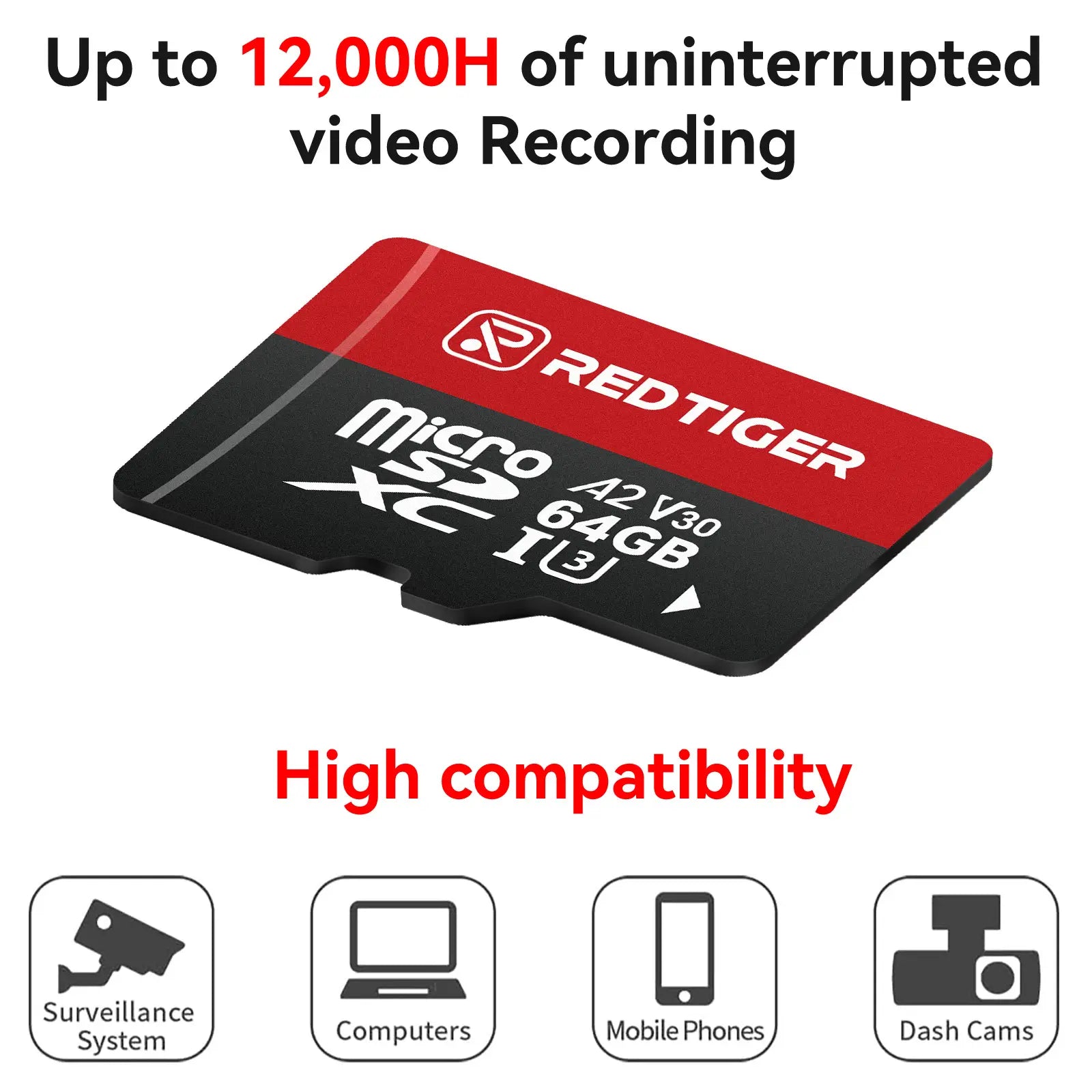 Redtiger 64GB SD Card For Dash Cam Class 10 U3